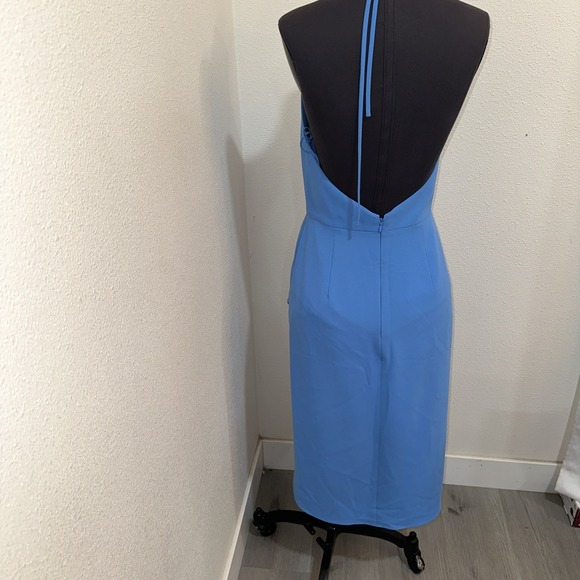 Alice + Olivia Kristy Halter High Low Dress Blue Size 6 Open Back Sleeve Less - Picture 6 of 10